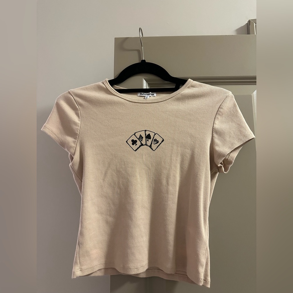 Cards and Cowgirl Reformation Beige Tee